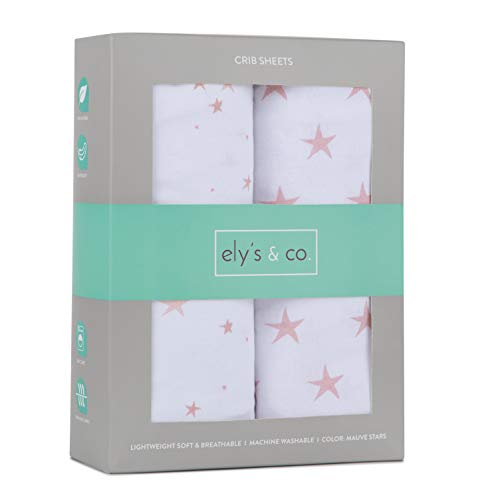 Ely's Crib Sheets Dusty Rose & Mauve Pink Stars