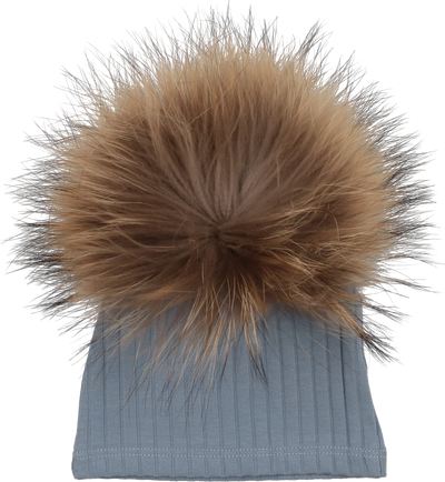 PIPED RIBBED BEANIE WITH POM