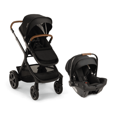 Nuna DEMI Next + Rider Board and PIPA urbn Travel System in Caviar