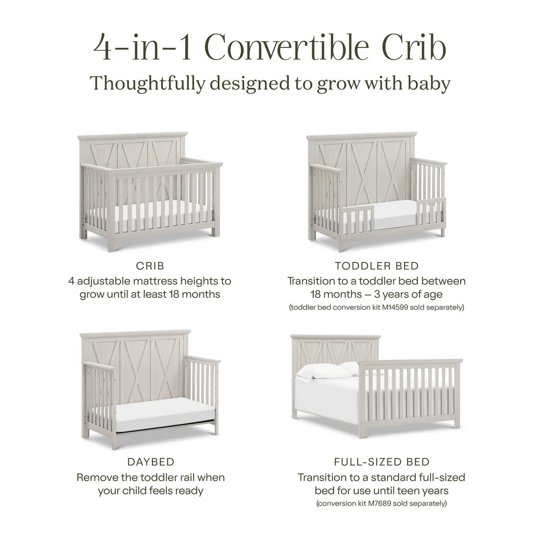 Monogram Emory Farmhouse 4 in 1 Convertible Crib
