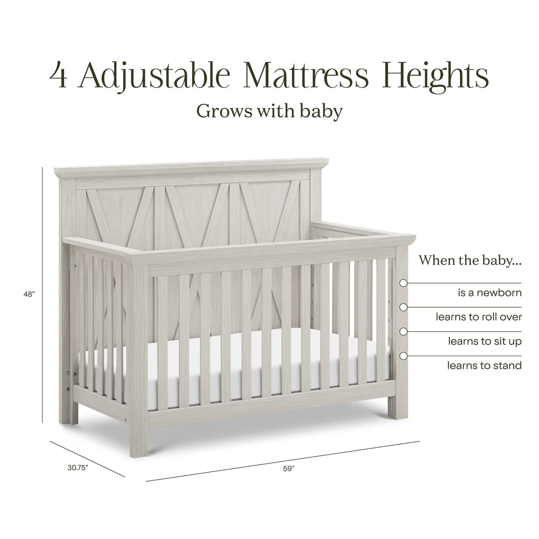 Monogram Emory Farmhouse 4 in 1 Convertible Crib
