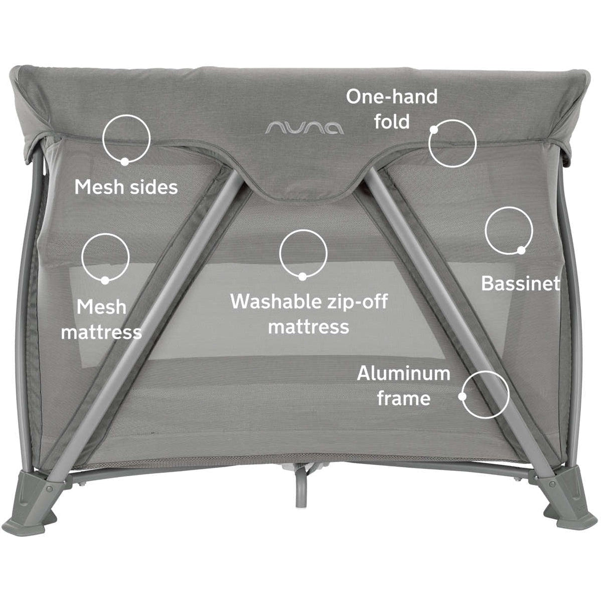 Nuna Cove Aire Go Playard + Bassinet in Frost