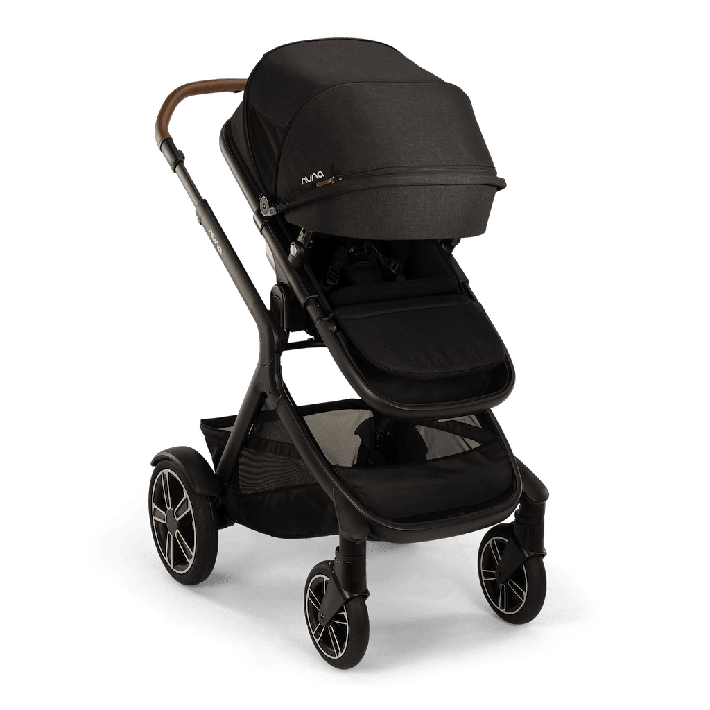 Nuna DEMI Next + Rider Board and PIPA urbn Travel System in Caviar