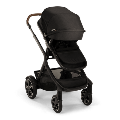 Nuna DEMI Next + Rider Board and PIPA urbn Travel System in Caviar