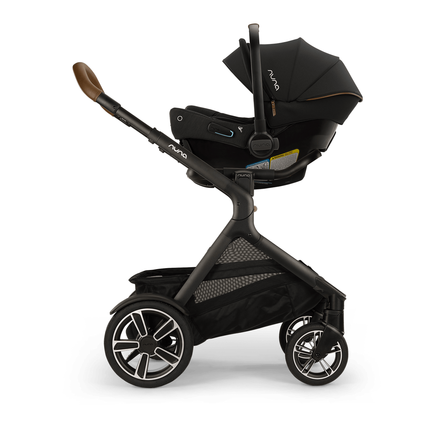 Nuna DEMI Next + Rider Board and PIPA urbn Travel System in Caviar