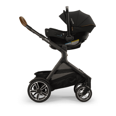 Nuna DEMI Next + Rider Board and PIPA urbn Travel System in Caviar