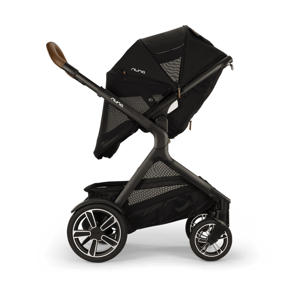 Nuna DEMI Next + Rider Board and PIPA urbn Travel System in Caviar