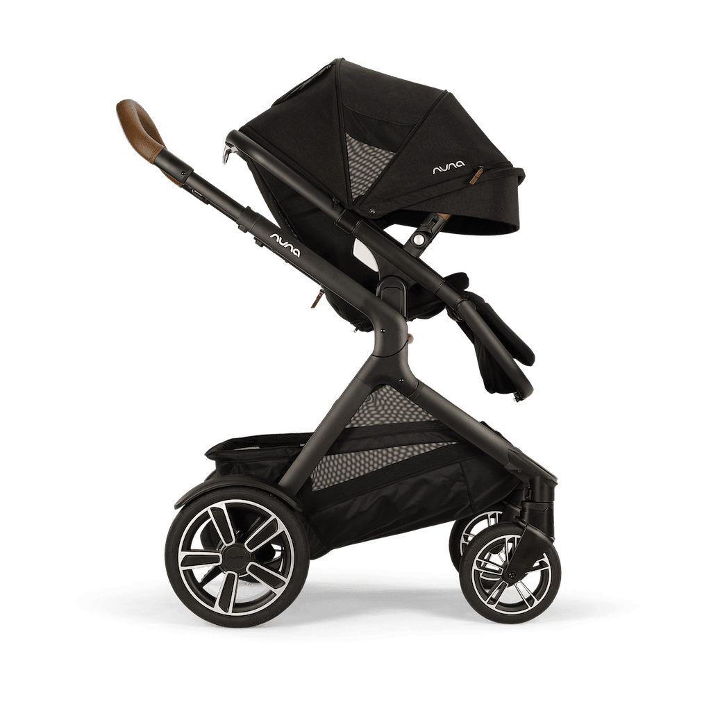 Nuna DEMI Next + Rider Board and PIPA urbn Travel System in Caviar