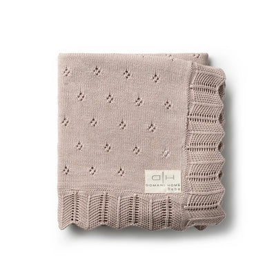 Domani Home Scalloped Pointelle Blanket in Pink Rice