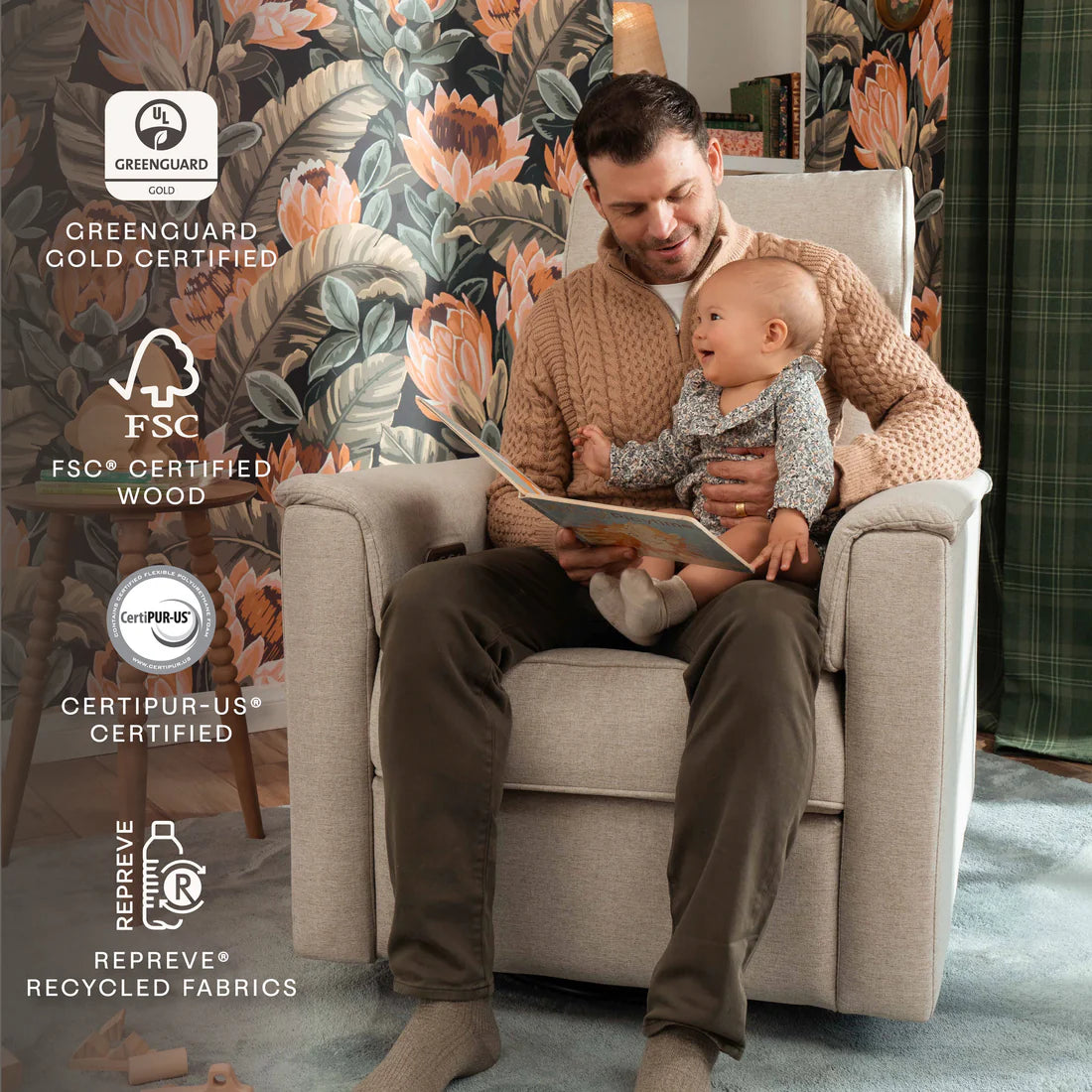 Monogram Willa Deluxe Power Glider Recliner w/Heat&Massage i