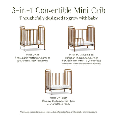 Abigail 3 in 1 Convertible Mini Crib