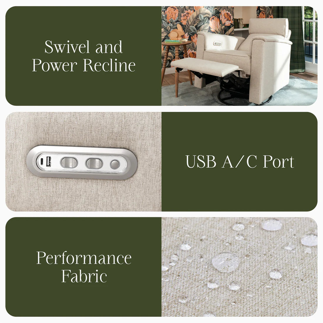 Monogram Willa Plus Power Glider Recliner w/ Power Headrest