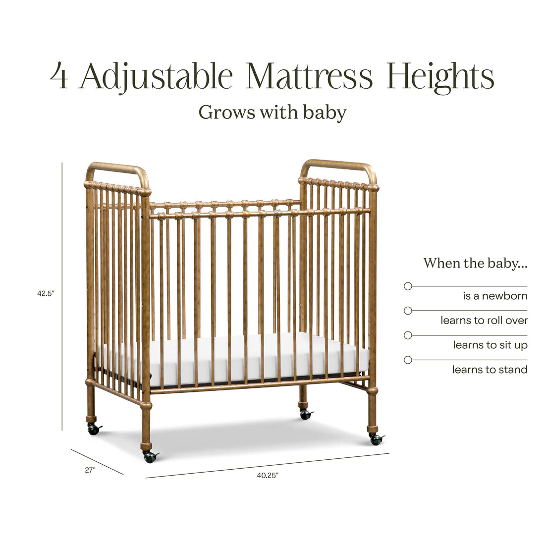 Abigail 3 in 1 Convertible Mini Crib