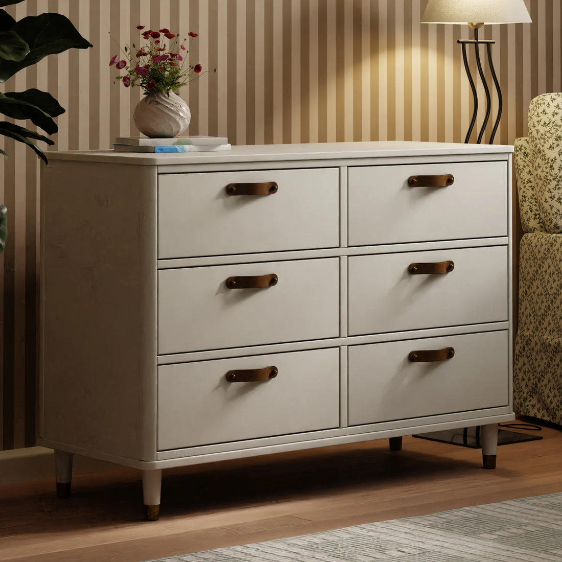 Tanner 6 Drawer Dresser in Warm White