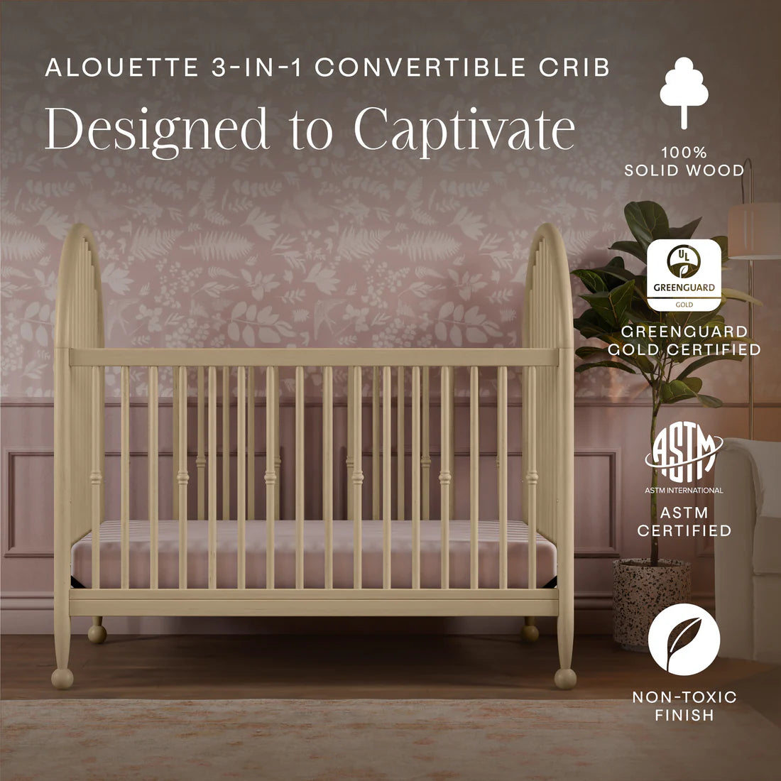 Namesake Alouette 3 in 1 Convertible Spindle Crib