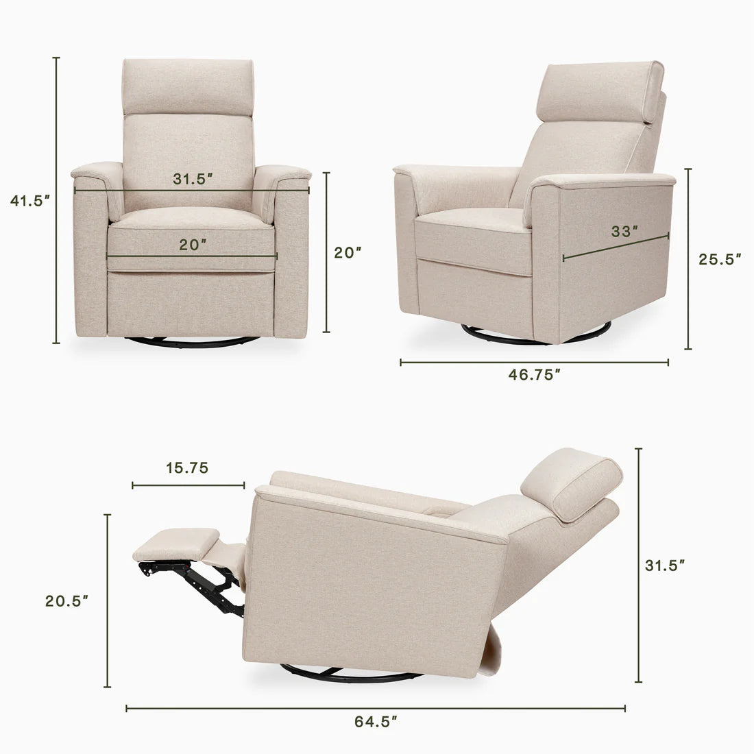 Namesake Willa Pro Power Glider Recliner w/ Power Lumbar