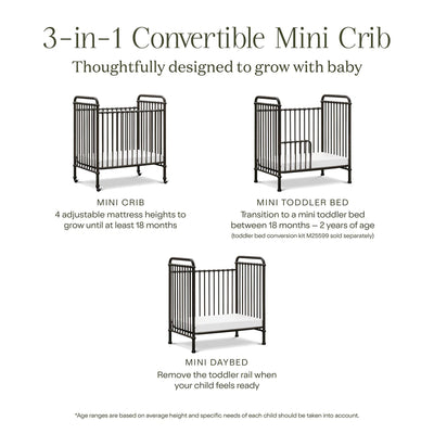 Abigail 3 in 1 Convertible Mini Crib