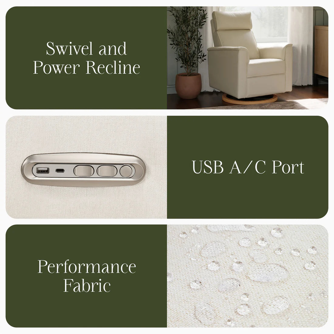 Monogram Willa Plus Power Glider Recliner w/ Power Headrest