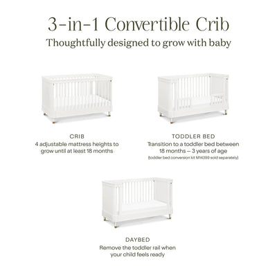 Tanner 3 in 1 Convertible Crib in Warm White
