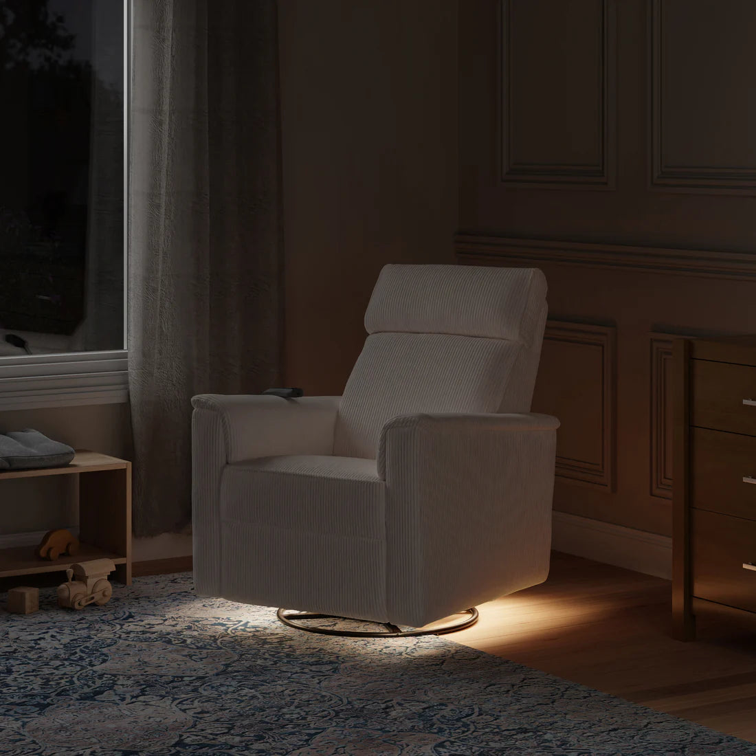 Monogram Willa Deluxe Power Glider Recliner w/Heat & Massage