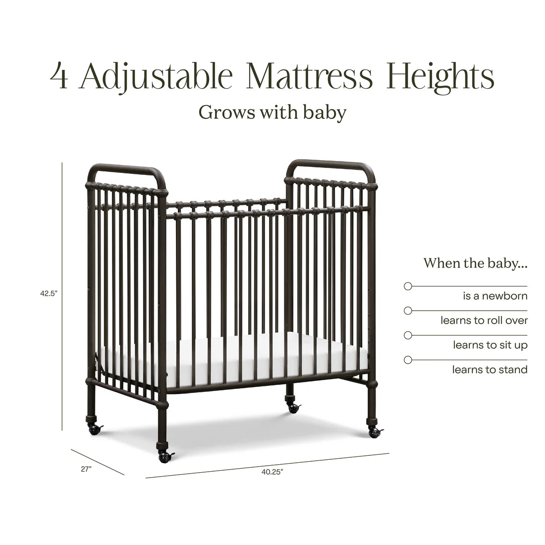 Abigail 3 in 1 Convertible Mini Crib