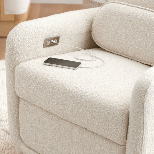 Arc Electronic Recliner and Swivel Glider in Boucle