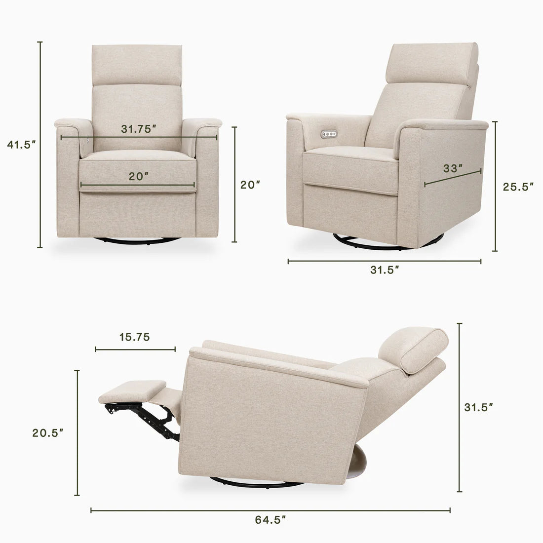 Monogram Willa Plus Power Glider Recliner w/ Power Headrest