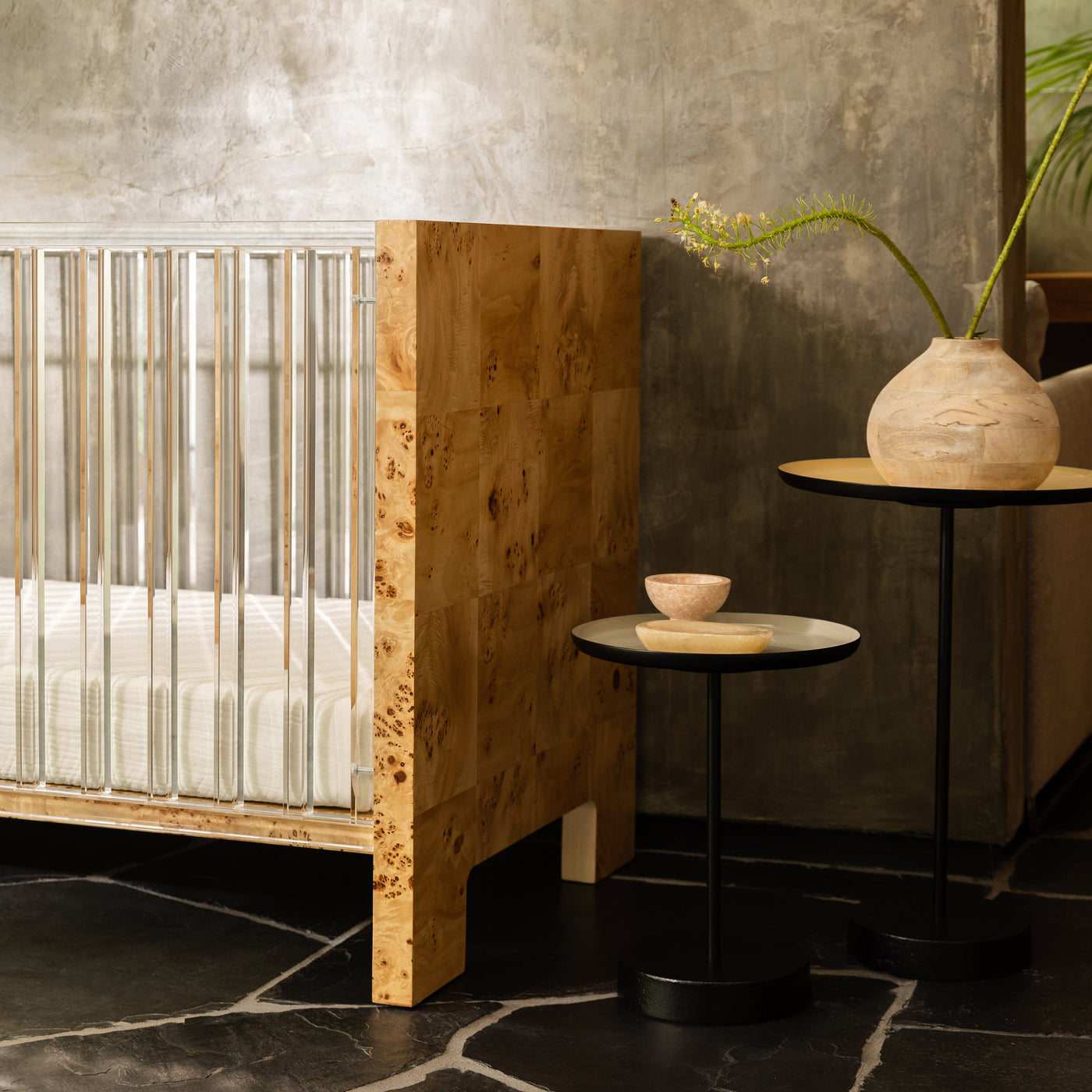 Babyletto Altair Crib Acrylic with Burl Wood