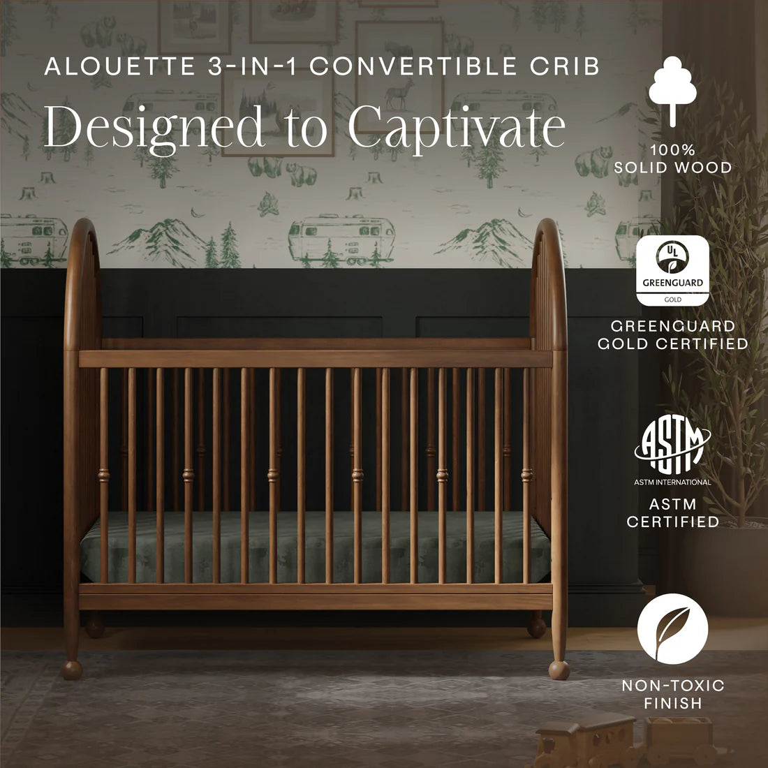 Namesake Alouette 3 in 1 Convertible Spindle Crib