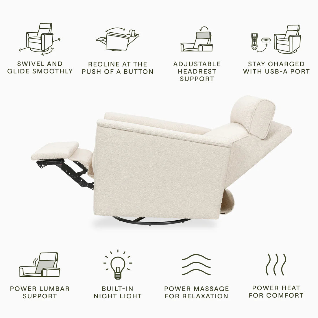 Monogram Willa Deluxe Power Glider Recliner w/Heat&Massage i