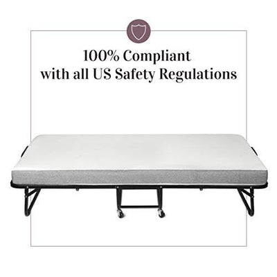 Milliard Diplomat Folding Bed – Cot Size with Luxurious Memory Foam Mattress and a Super Strong Sturdy Frame – 75” x 31