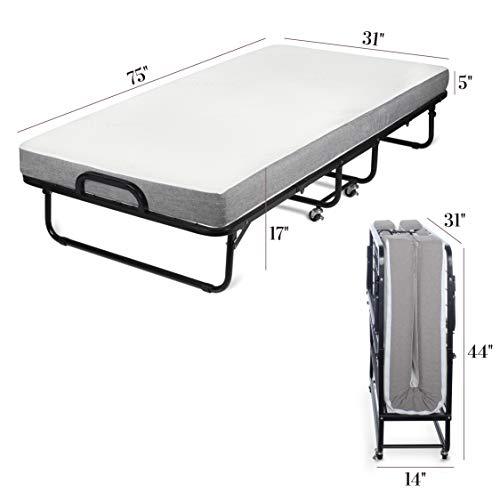 Milliard Diplomat Folding Bed – Cot Size with Luxurious Memory Foam Mattress and a Super Strong Sturdy Frame – 75” x 31