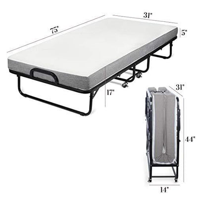 Milliard Diplomat Folding Bed – Cot Size with Luxurious Memory Foam Mattress and a Super Strong Sturdy Frame – 75” x 31
