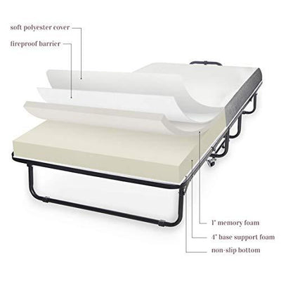 Milliard Diplomat Folding Bed – Cot Size with Luxurious Memory Foam Mattress and a Super Strong Sturdy Frame – 75” x 31
