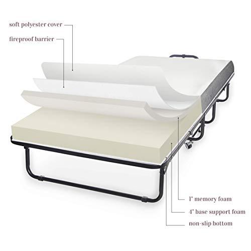 Milliard Diplomat Folding Bed – Twin Size with Luxurious Memory Foam Mattress and a Super Strong Sturdy Frame – 75” x 38