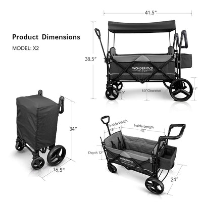 WonderFold Wagon X2 Double Stroller Wagon