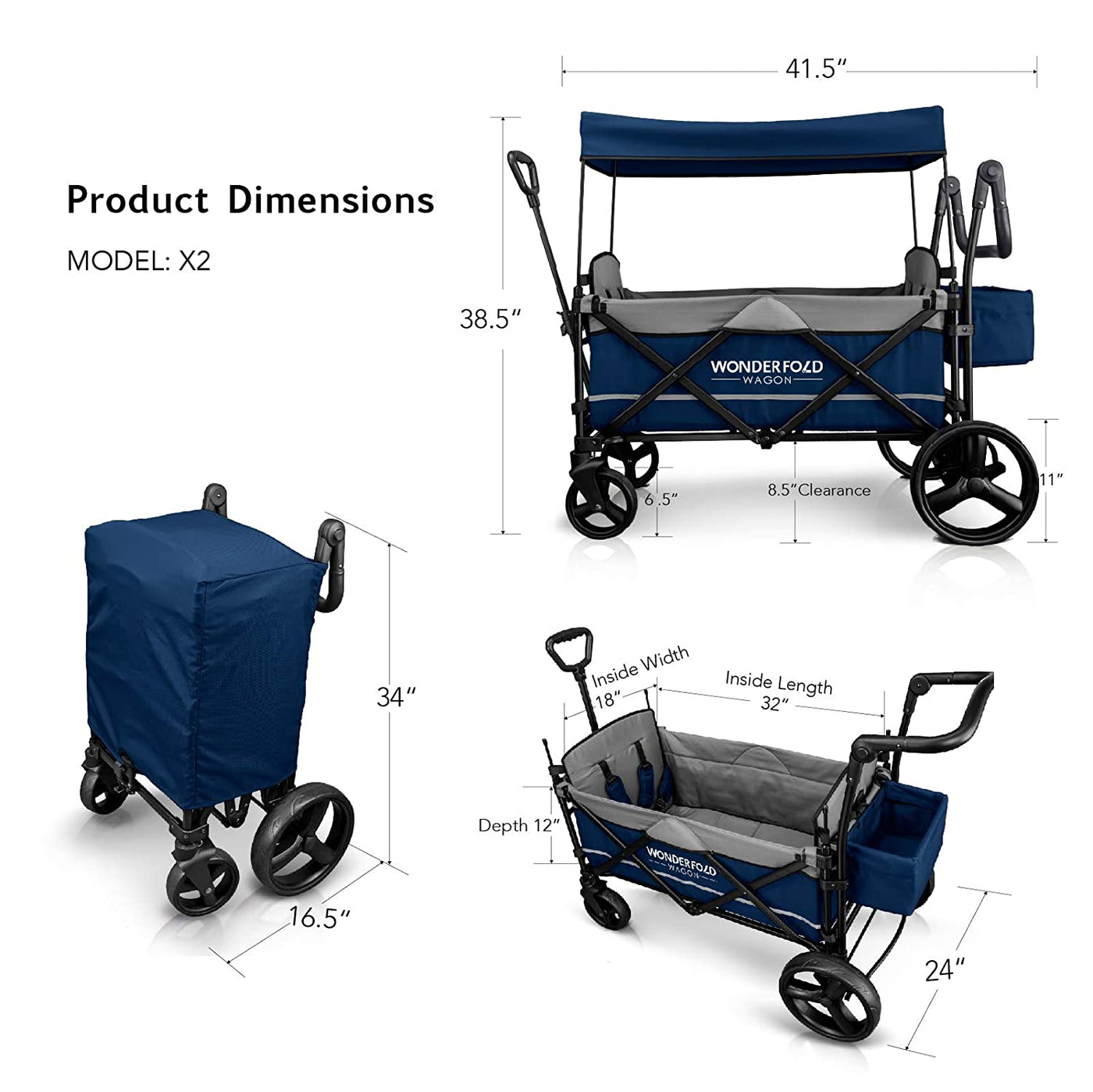 WonderFold Wagon X2 Double Stroller Wagon