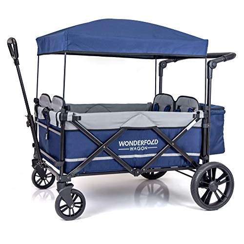 folding wagon stroller WonderFold X4 Pull/Push Quad Stroller Wagon Navy