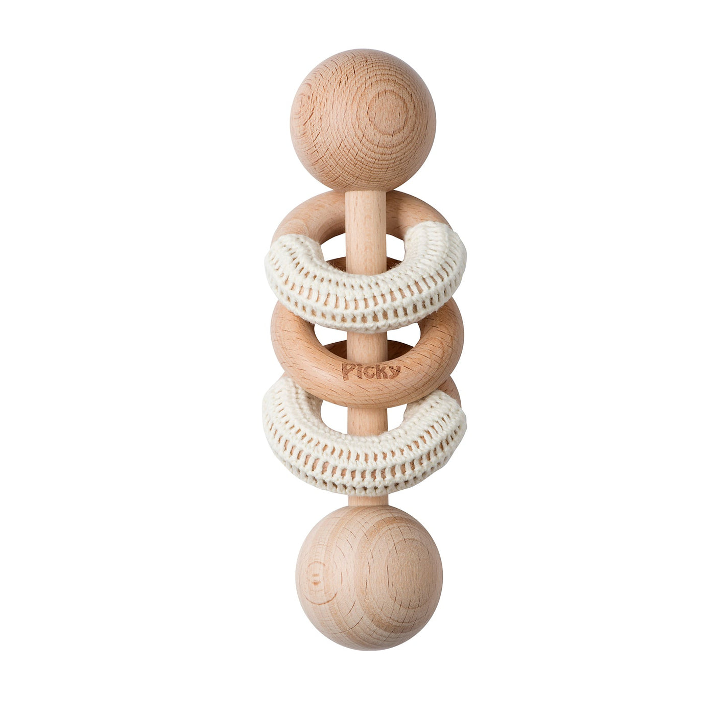 Picky Rattle with Crochet Rings Cream