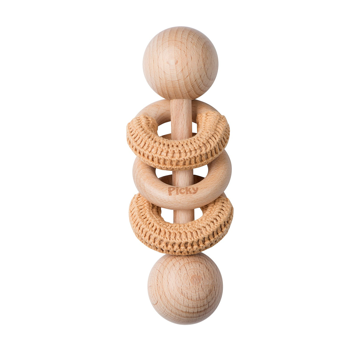 Picky Rattle with Crochet Rings Beige