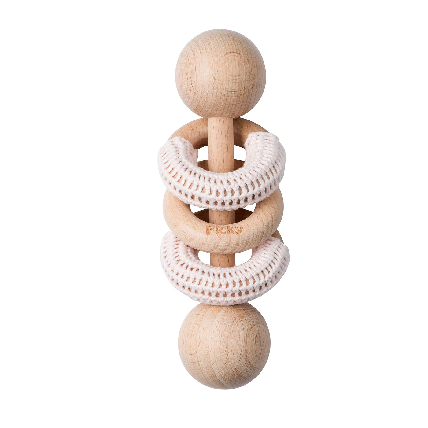Picky Rattle with Crochet Rings Pink