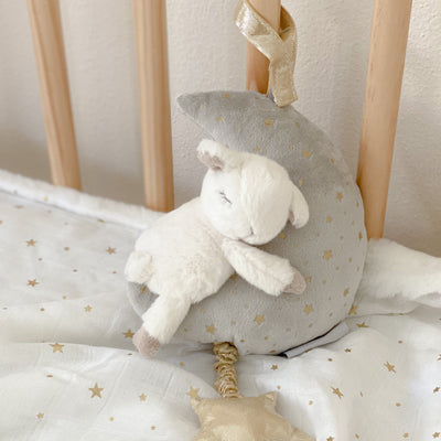 Mon Ami Plush Lamb and Moon Musical Mobile