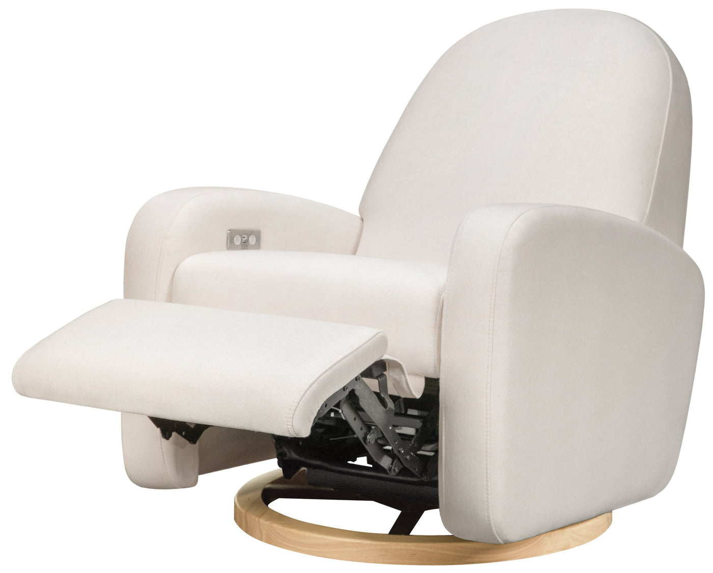 Babyletto Nami Electronic Recliner and Swivel Glider in Cream Eco Performance Fabric with USB Port