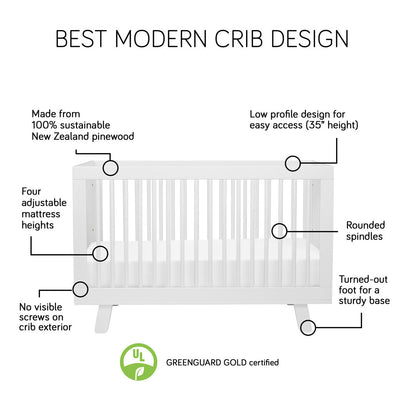 Hudson 3 in 1 Convertible Crib + Toddler Rail