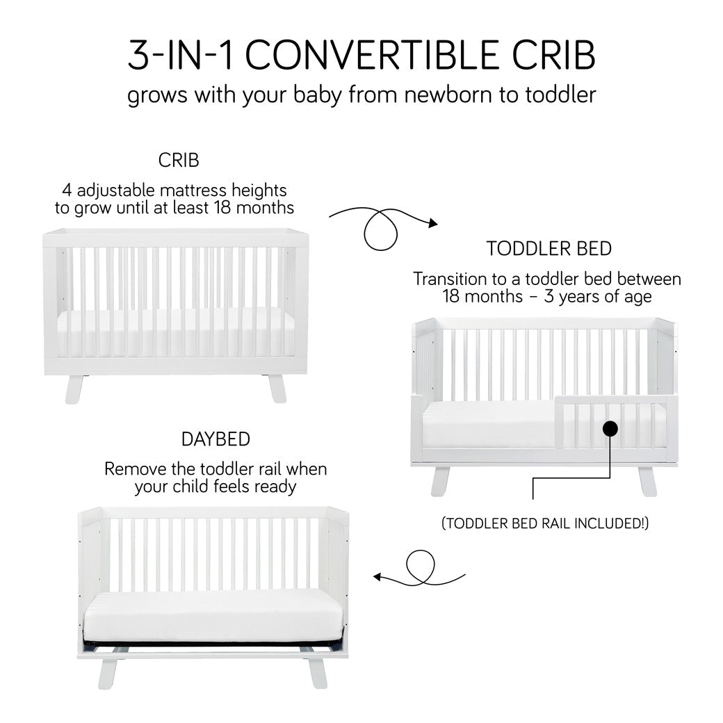 Hudson 3 in 1 Convertible Crib + Toddler Rail