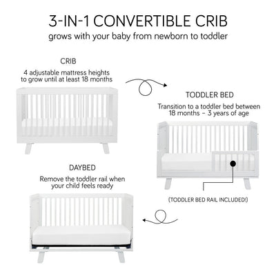 Hudson 3 in 1 Convertible Crib + Toddler Rail