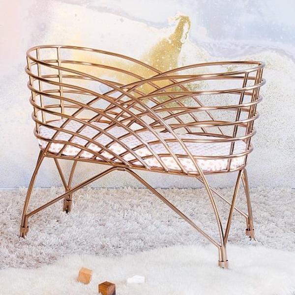 Nursery Works Aura Metal Bassinet Rose Gold piccolinobaby