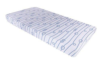 Portacrib Sheet Set Dusty Blue Nautical Print