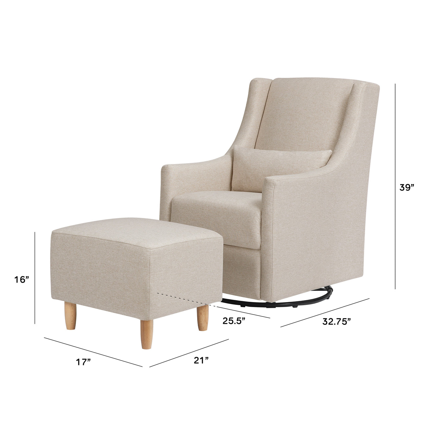 Babyletto Toco Swivel Glider and Ottoman - Performance Fabric